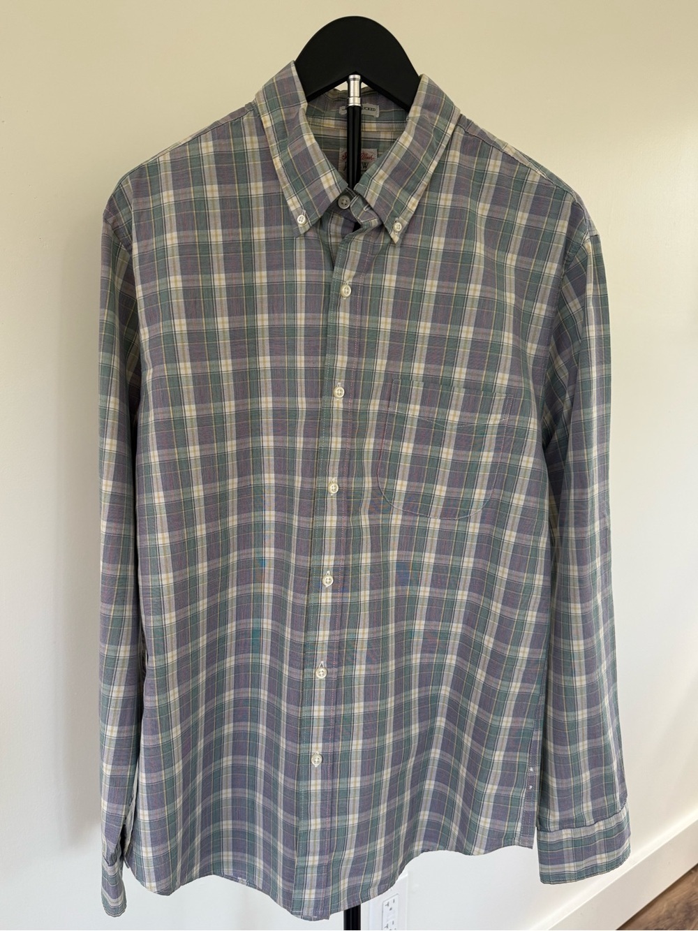 J. Crew Plaid Button-Down Shirt in Blue, Green & White